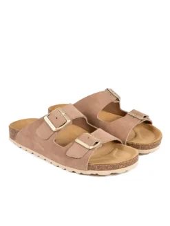 Leder-Pantoletten in Taupe>BABUNKERS Family Hot