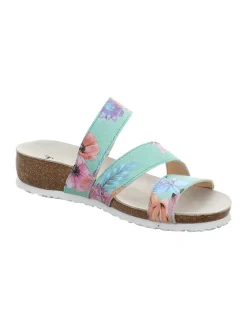 Leder-Pantoletten in Türkis><noscript><img width=