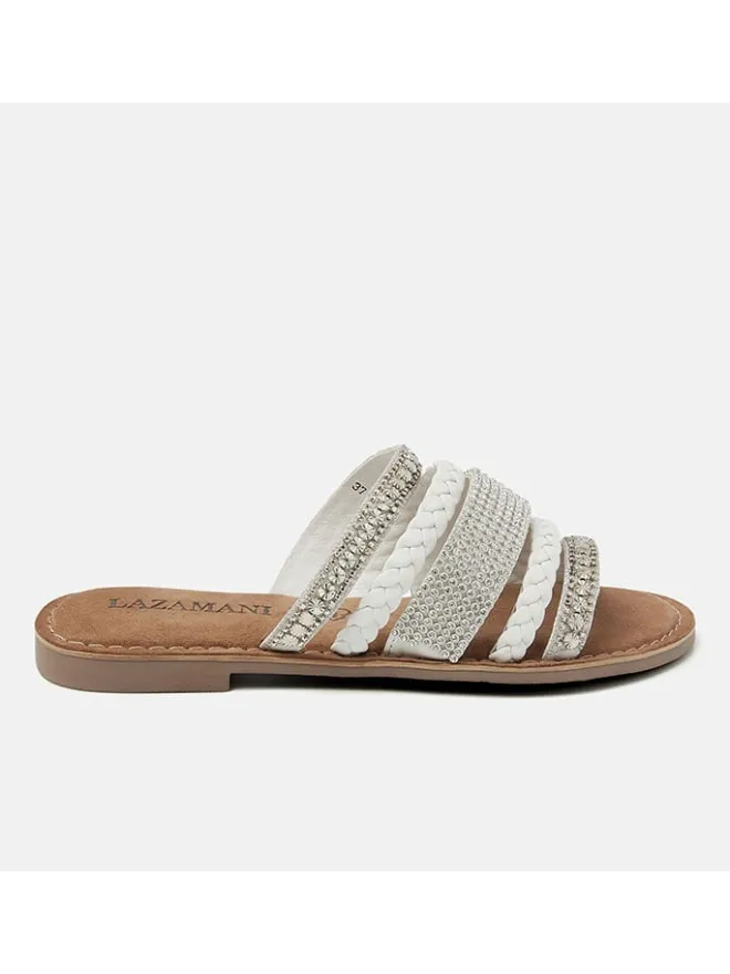 Lazamani Clogs & Pantoletten^Leder-Pantoletten in Weiß