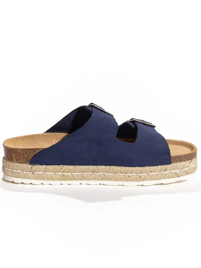 Leder-Pantoletten "Orange" in Dunkelblau>Sunbay New