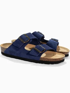 Leder-Pantoletten "Trefle" in Dunkelblau>Sunbay Discount