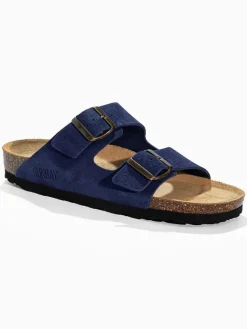 Leder-Pantoletten "Trefle" in Dunkelblau>Sunbay Discount