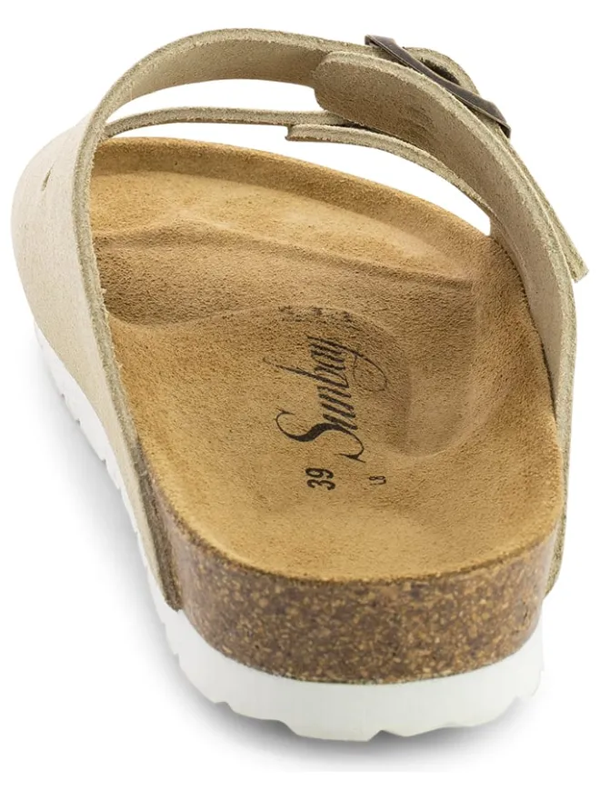 Leder-Pantoletten "Trefle" in Beige>Sunbay Outlet