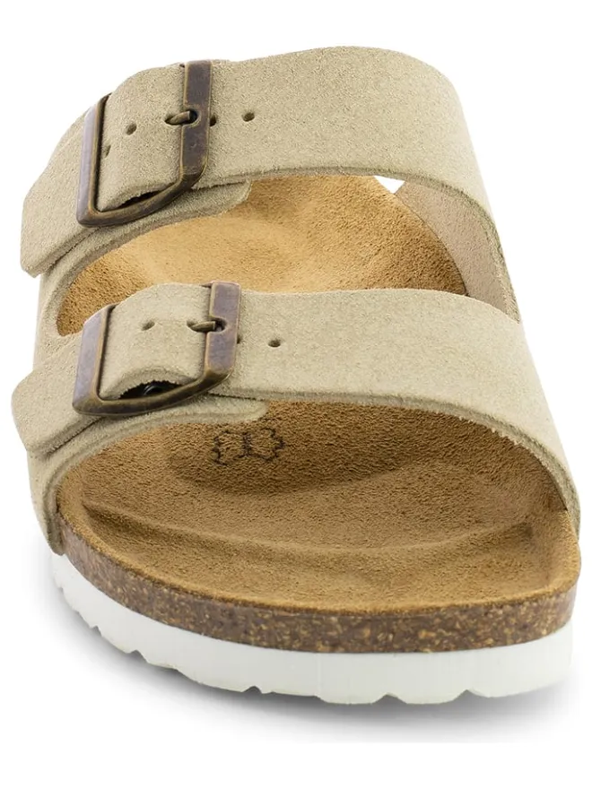 Leder-Pantoletten "Trefle" in Beige>Sunbay Outlet