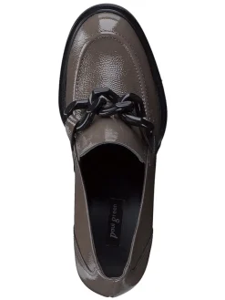 Leder-Pumps in Braun/ Schwarz><noscript><img width=