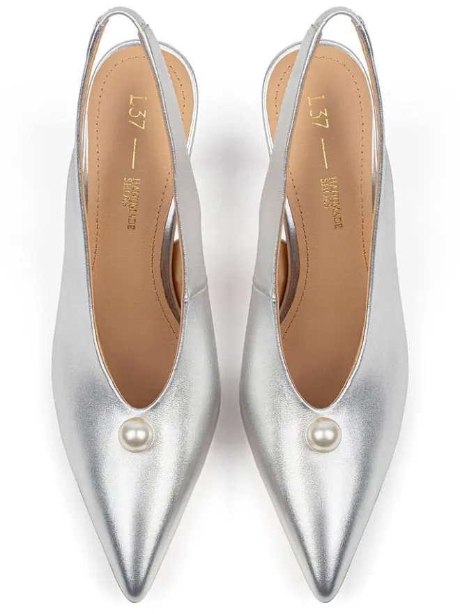 Leder-Pumps "Come Across" in Silber>loft37 Best