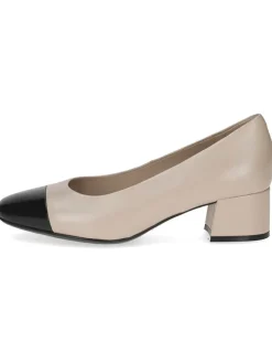 Leder-Pumps in Beige/ Schwarz>Caprice New