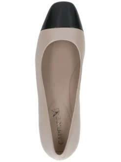 Leder-Pumps in Beige/ Schwarz><noscript><img width=