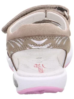 Leder-Sandalen in Beige><noscript><img width=