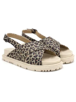 Goby Sandalen^Leder-Sandalen in Beige/ Schwarz/ Dunkelbraun