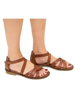 Leder-Sandalen in Braun><noscript><img width=
