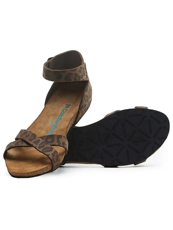 Leder-Sandalen in Braun/ Schwarz>Comfortfusse New