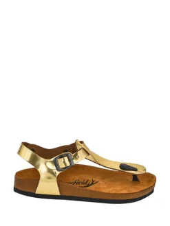 Leder-Sandalen in Gold>Moosefield Outlet