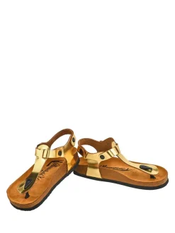 Leder-Sandalen in Gold>Moosefield Outlet
