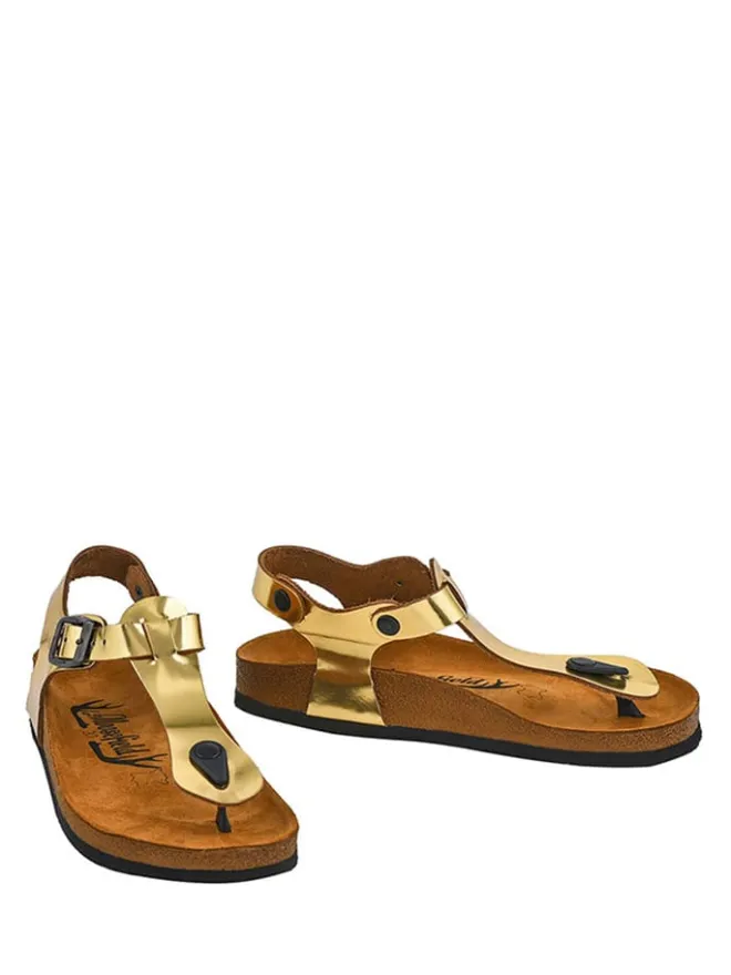 Leder-Sandalen in Gold>Moosefield Outlet