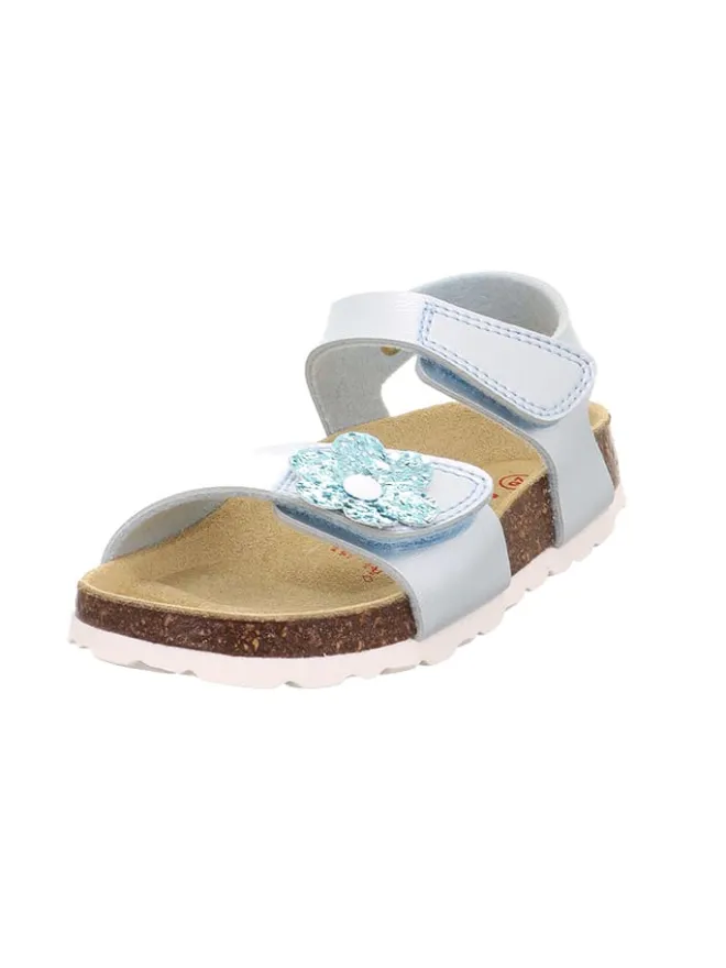 Leder-Sandalen in Hellblau/ Silber>superfit Discount