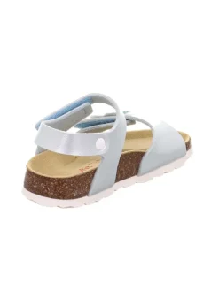 Leder-Sandalen in Hellblau/ Silber><noscript><img width=