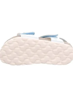 Leder-Sandalen in Hellblau/ Silber><noscript><img width=