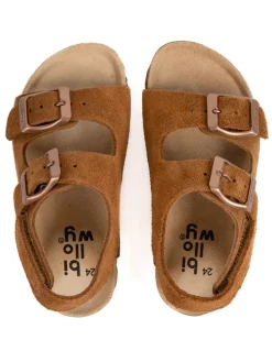 Leder-Sandalen in Hellbraun><noscript><img width=