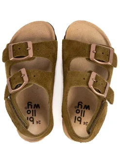 Leder-Sandalen in Khaki><noscript><img width=