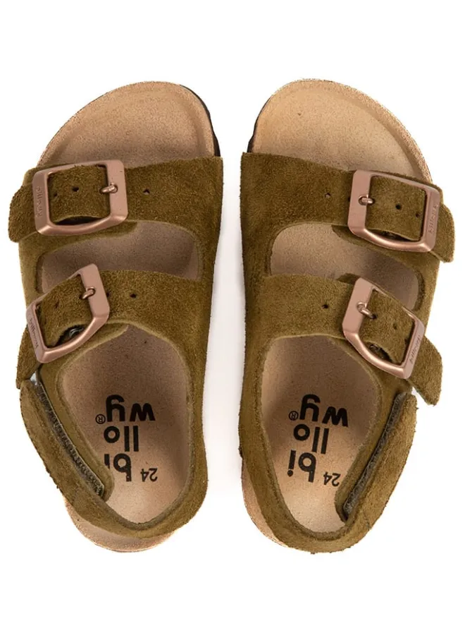 Leder-Sandalen in Khaki>billowy Sale
