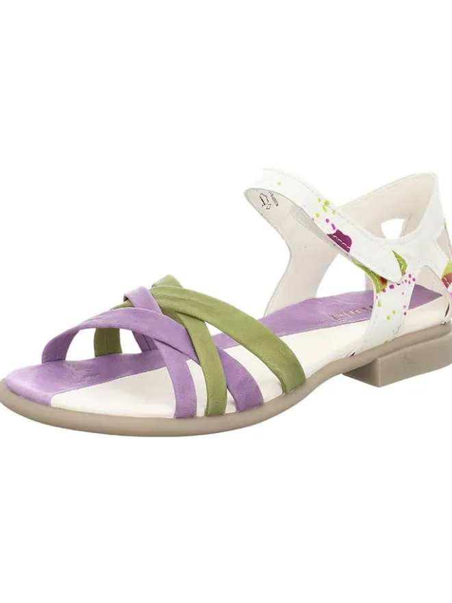 Leder-Sandalen in Khaki/ Weiß/ Lila>Think! Outlet