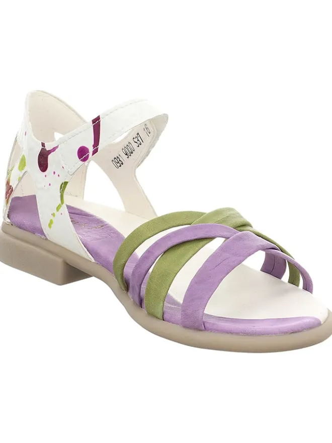 Leder-Sandalen in Khaki/ Weiß/ Lila>Think! Outlet