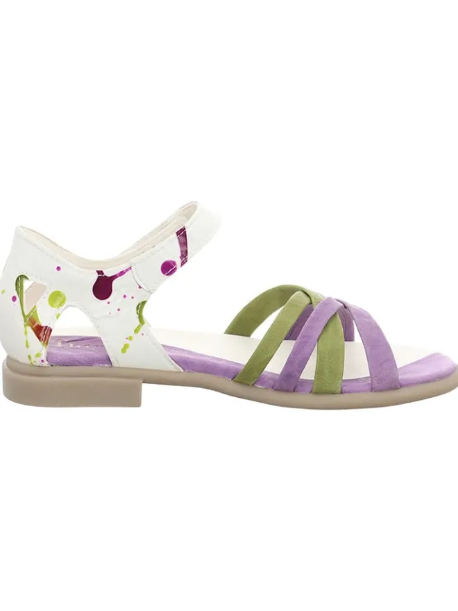 Leder-Sandalen in Khaki/ Weiß/ Lila>Think! Outlet