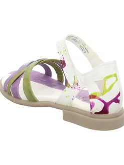 Leder-Sandalen in Khaki/ Weiß/ Lila><noscript><img width=