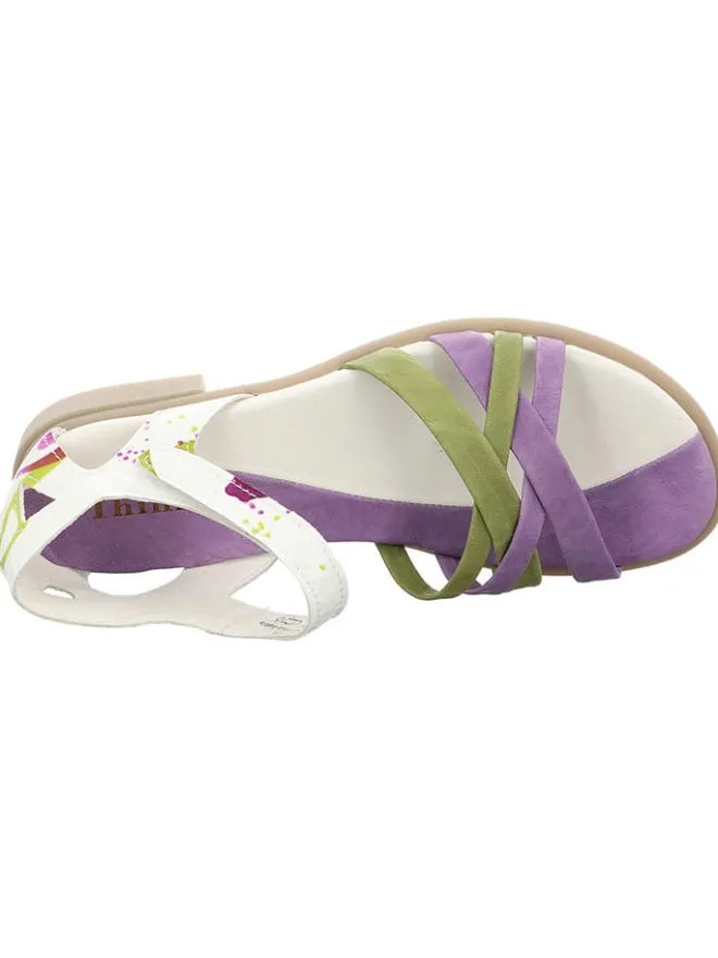 Leder-Sandalen in Khaki/ Weiß/ Lila>Think! Outlet