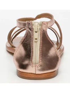 Leder-Sandalen in Rosegold><noscript><img width=