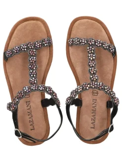 Leder-Sandalen in Schwarz/ Bunt><noscript><img width=