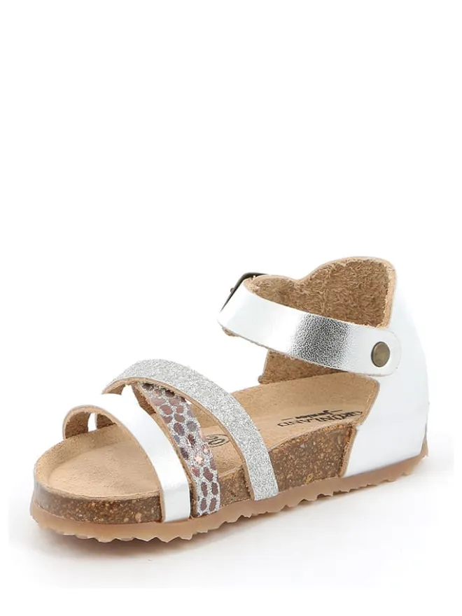 Leder-Sandalen in Silber>Grünland Hot