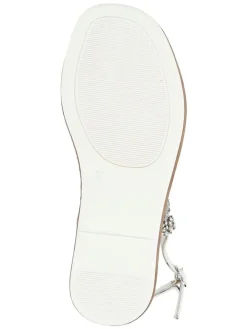 Leder-Sandalen in Silber/ Weiß><noscript><img width=