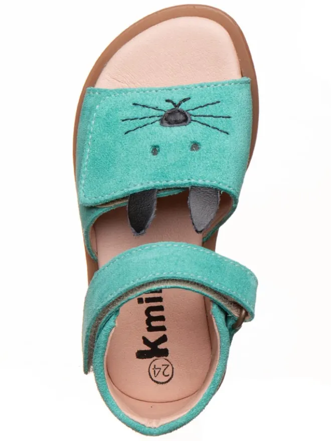 Leder-Sandalen in Türkis>kmins Online