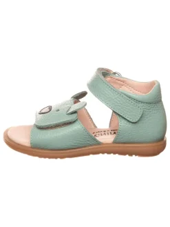 Leder-Sandalen in Türkis>lamino
