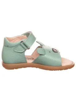 Leder-Sandalen in Türkis>lamino