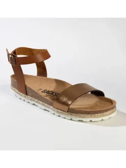 Leder-Sandalen "Junin" in Hellbraun/ Gold>BACKSUN Online