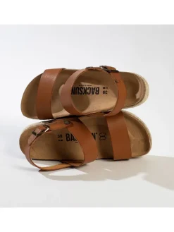 Leder-Sandaletten in Hellbraun><noscript><img width=