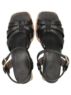 Leder-Sandaletten in Schwarz><noscript><img width=