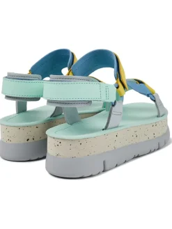 Camper Sandalen^Leder-Sandaletten in Türkis/ Gelb/ Hellblau