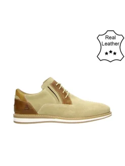 Leder-Schnürschuhe in Beige/ Cognac>Bullboxer Online