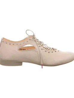 Leder-Schnürschuhe in Beige><noscript><img width=