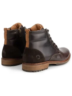 Leder-Schnürschuhe in Braun><noscript><img width=