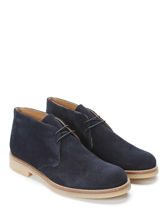 Leder-Schnürschuhe in Dunkelblau>Frank Daniel New