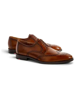 Leder-Schnürschuhe in Hellbraun><noscript><img width=