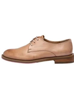 Leder-Schnürschuhe in Hellbraun><noscript><img width=