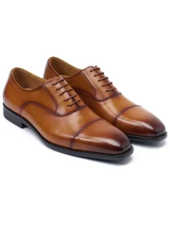 British Passport Schnürschuhe^Leder-Schnürschuhe in Hellbraun