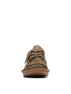 Clarks Schnürschuhe^Leder-Schnürschuhe in Oliv