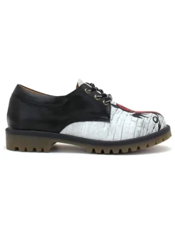 Goby Schnürschuhe^Leder-Schnürschuhe in Schwarz/ Weiß/ Rot